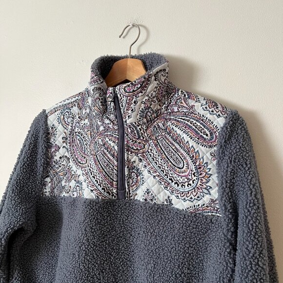 Vera Bradley 1/2 Zip Teddy Fleece Pullover Blue Paisley Women's Size Small - Picture 3 of 9